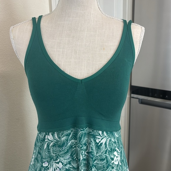 Green Sleeveless V-Neck jerseys knit comfort midi Sundress vacation tropical - Picture 3 of 14